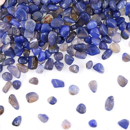 Image of WAYBER Natural Tumbled Agate Quartz Decorative Crystal Pebbles, 1 Lb Blue | Lustrous Polished Finish, Rich Long-Lasting Hues, Toxin-Free Material, Perfect for DIY Crafts & Home Decor