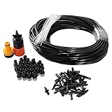 theBlueStone DIY 82FT 25 Nozzles Misting System Kit For Outdoor Swimming Pool Cooling Garden Greenhouse Irrigation Reptile Mosquito Prevent - 82FT with 25PCS Plastic Mist Nozzle Misting System