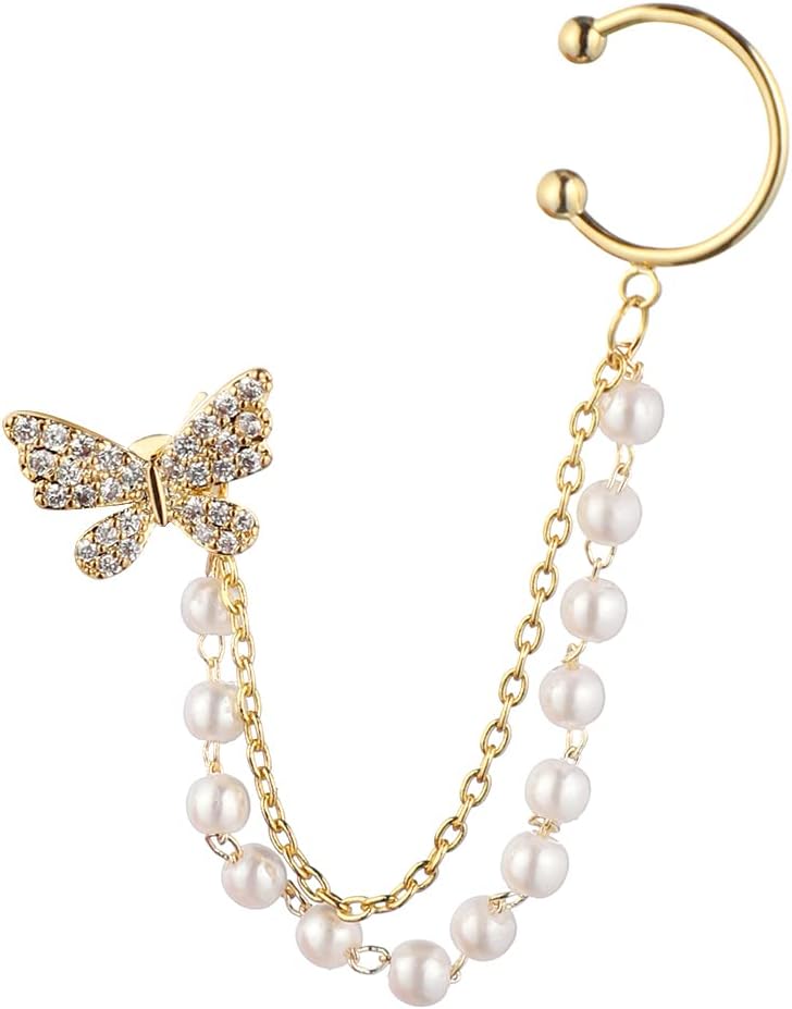 VercretGold Cuff Earrings for Women Cartilage Ear Cuff CZ Adjustable Ear Clip Wrap Around Earring No Piercing