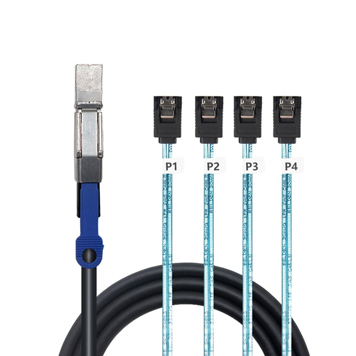 Mini SAS HD SFF-8644 con IC a 4 x SATA 7-Pin Cable – 6Gbps High Speed Server Hard Drive Interconnect, 28AWG filo di rame (1m)