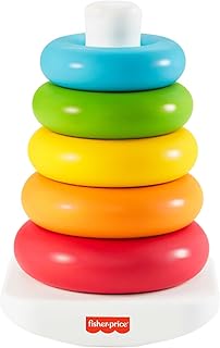 Fisher-Price Farring Pyramid Baby Toy, Classic Swing Ring Stacking Toy for Babies and Toddlers, Made of Plant-Based Materials, HPY92