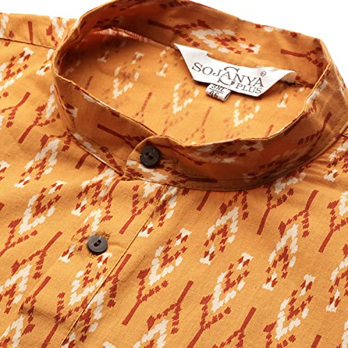 Image of SOJANYA Plus (Since 1958) Men's Cotton Linen Long Kurta | Ethnic Motif Printed for Navratri, Garba & Puja