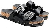 Women’s Slip-On Sandals – Fashion Studded Open Toe Flats Non-Slip Breathable Comfortable Summer Slides for Ladies (BLACK, Adult, Women, 5, Numeric, UK Footwear Size System, Medium)