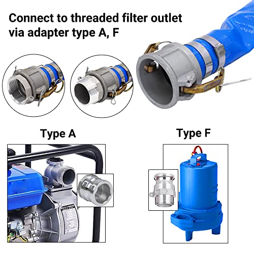 Image of 1 inch x 100ft PVC Lay Flat Discharge Hose With Aluminum Camlock C & E | Cam Lock Fitting, Heavy Duty Reinforced Pump Backwash Hose Assembly