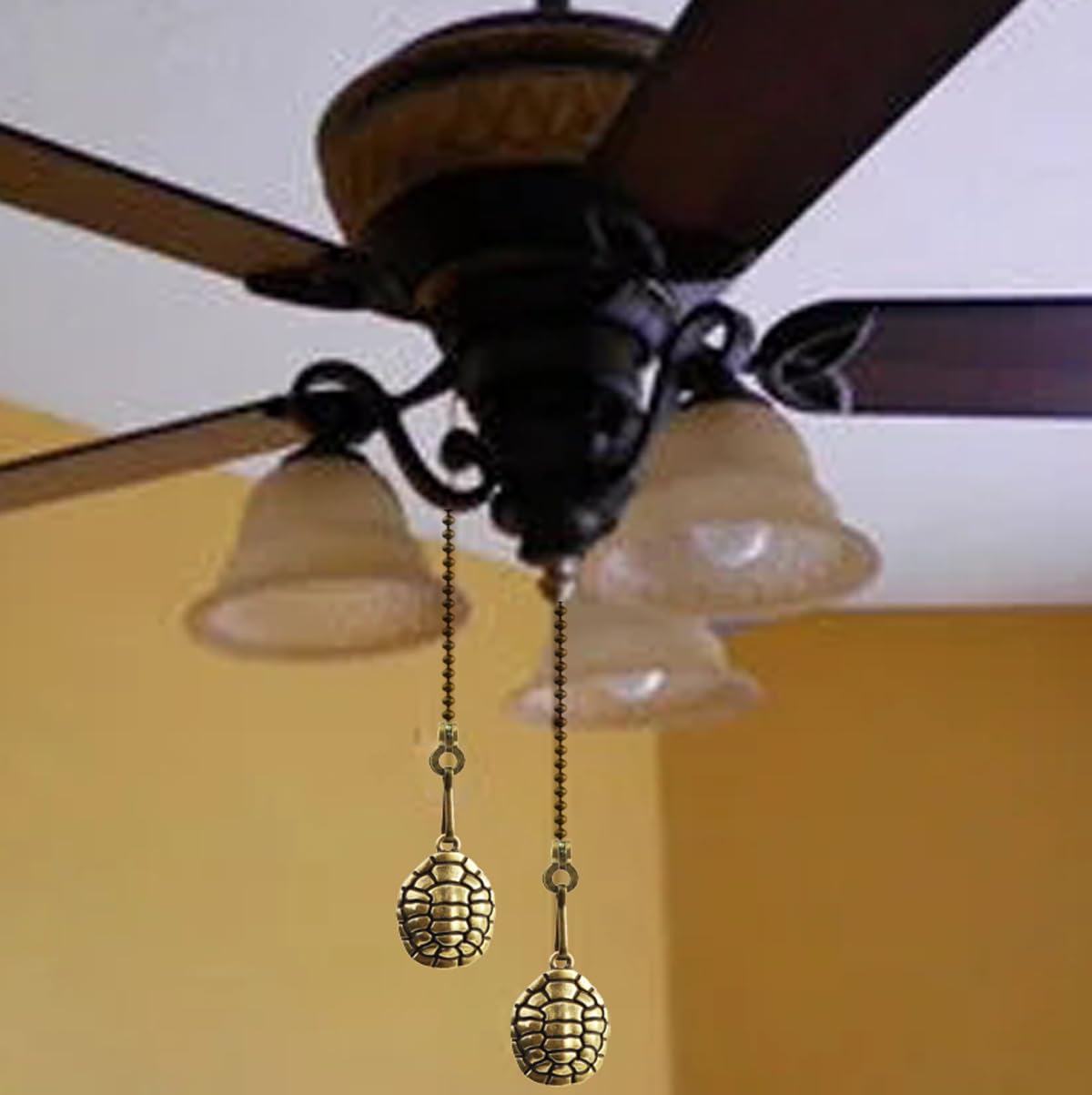 Hyamass Sea Turtle Pull Chain Extender For Ceiling Fans - 12 Inch Silver Design With Ball Connector, Easy Install, Universal For Fan & Light Chains