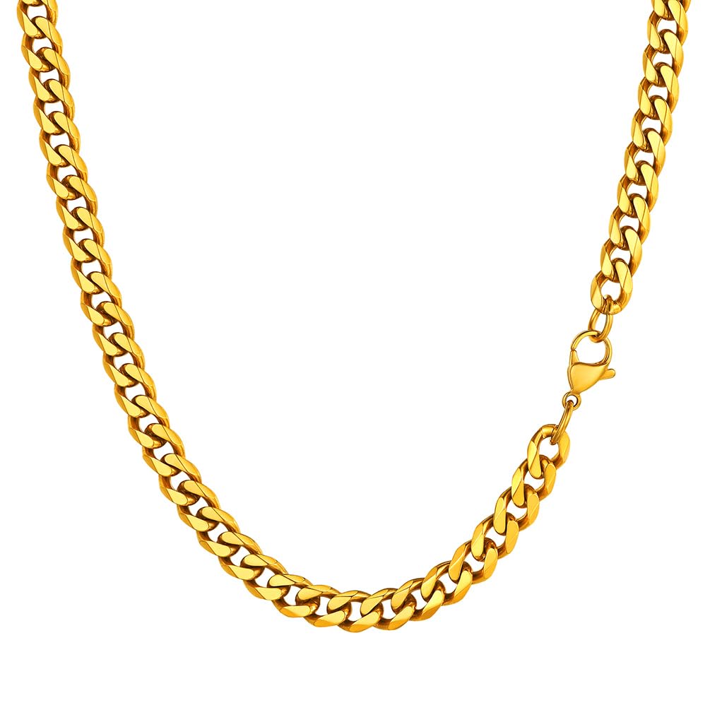 – PROSTEEL Men Sturdy Cuban Chain Necklace, 3/6/9/12mm, 14" 18" 20" 22" 24" 26" 28" 30" Length, Gold Plated/316L Stainless Steel/Black (Send Box)
