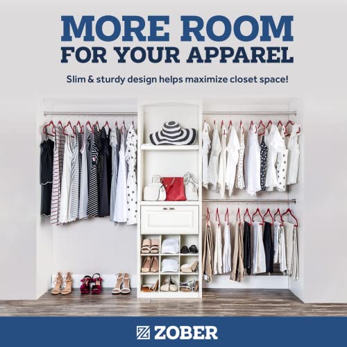 Image of Zober Premium Quality Space Saving Luxurious Velvet Hangers Strong and Durable Hold Up to 10 Lbs - 360 Degree Chrome Swivel Hook - Ultra Thin Non Slip Suit Hangers, Royal Red /Burgundy - 50 Pack