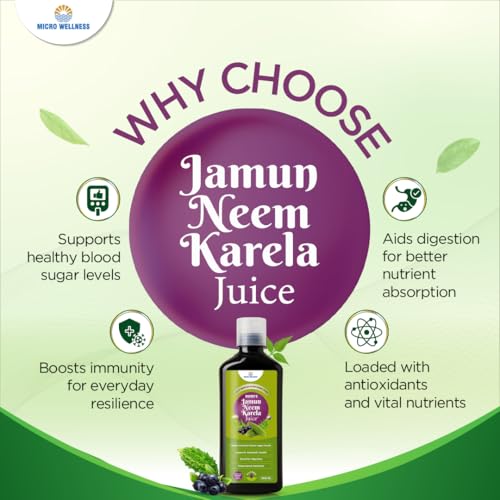 Image of Jamun Neem Karela Juice | Herbal Juice for Blood Sugar Support & Metabolic Health | Supports Digestion & Immunity | No Synthetic Colour or Flavour | Ayurvedic Wellness Drink - 1000ml