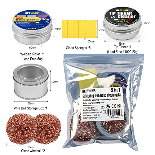 Beeyuihf US-I001-F1 Soldering Tip Cleaning Kit Rosin Paste Flux And Soldering Tip Cleaner And 2 Pcs Brass Cleaning Wire And 1 Pcs Holder And 5Pieces Sponge thumb #6