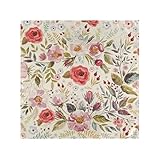 Floral Cloth Napkins Set of 6, Vintage Flower Fall Polyester Kitchen Dinner Napkins Washable for Holiday Festive Party New Years Wedding Decor