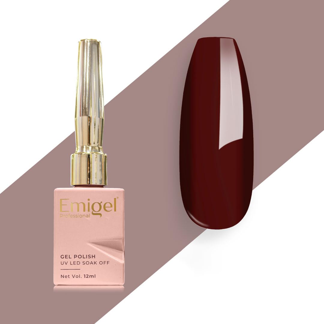 Emigel Professional UV Gel Polish BORDEAUX RED - E138 | Cured With UV LED Lamp | Super Glossy Finish |Quick Drying Nail Polish (12ml)