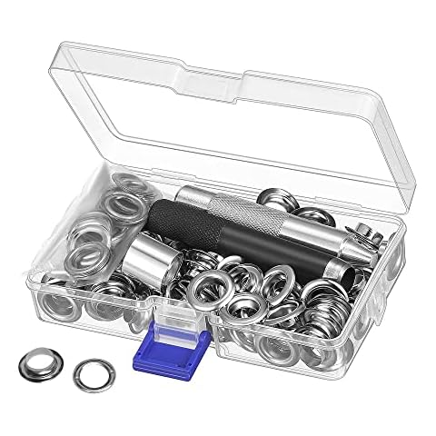 Grommet Werkzeug Kit, Tülle Ösen Scheiben Ösenzange Set und 100 Sets 10 mm Grommet Ösen mit für Planen Leder Stoff Vorhang Poolabdeckung Cover