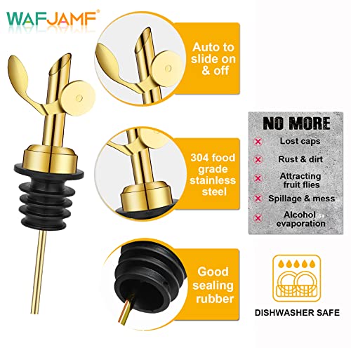 WAFJAMF 2 Pcs Weighted Stainless Steel Bottle Pourers, Self Closing Olive Oil Dispenser Spout - Image 2
