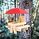 Zjyufy Eichhörnchen-Futterstation, Eichhörnchen-Picknicktisch, Eichhörnchen-Futterspender nur für Eichhörnchen, Vogelhäuschen mit Regenschirm für Garten, Hof, Baum
