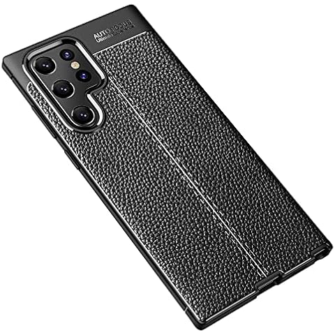 Samsung Galaxy S22 Ultra Case, Cruzerlite Carbon Fiber Texture Design Cover Anti-Scratch Shock Absorption Case for Samsung Galaxy S22 Ultra (2022) (Leather Black) Cover