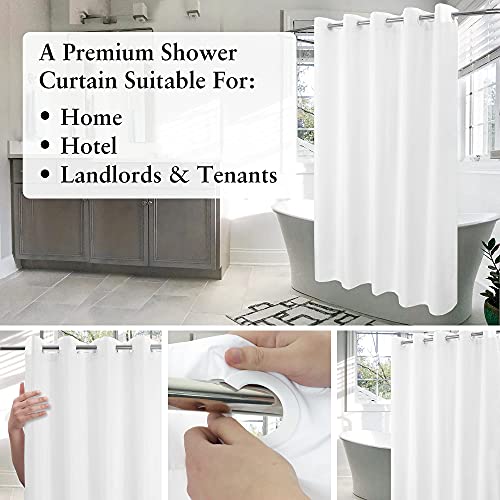 Stall Fabric Shower Curtain No Hooks Or Liner Needed - Soft Shower Stall Curtain 54" X 78" Hotel Grade, Waterproof & Machine Washable, White, 54X80 Stall Size #TOP4