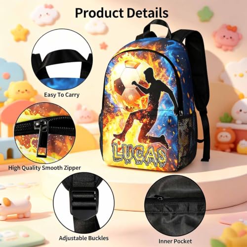 Image of Custom Kids Backpack for Boy Toddler Backpacks Back to School Bookbag Set | Kid Personalized Backpack with Lunch Box Boy Kindergarten Elementary Preschool Daypack Birthday Gifts Travel Sports Soccer