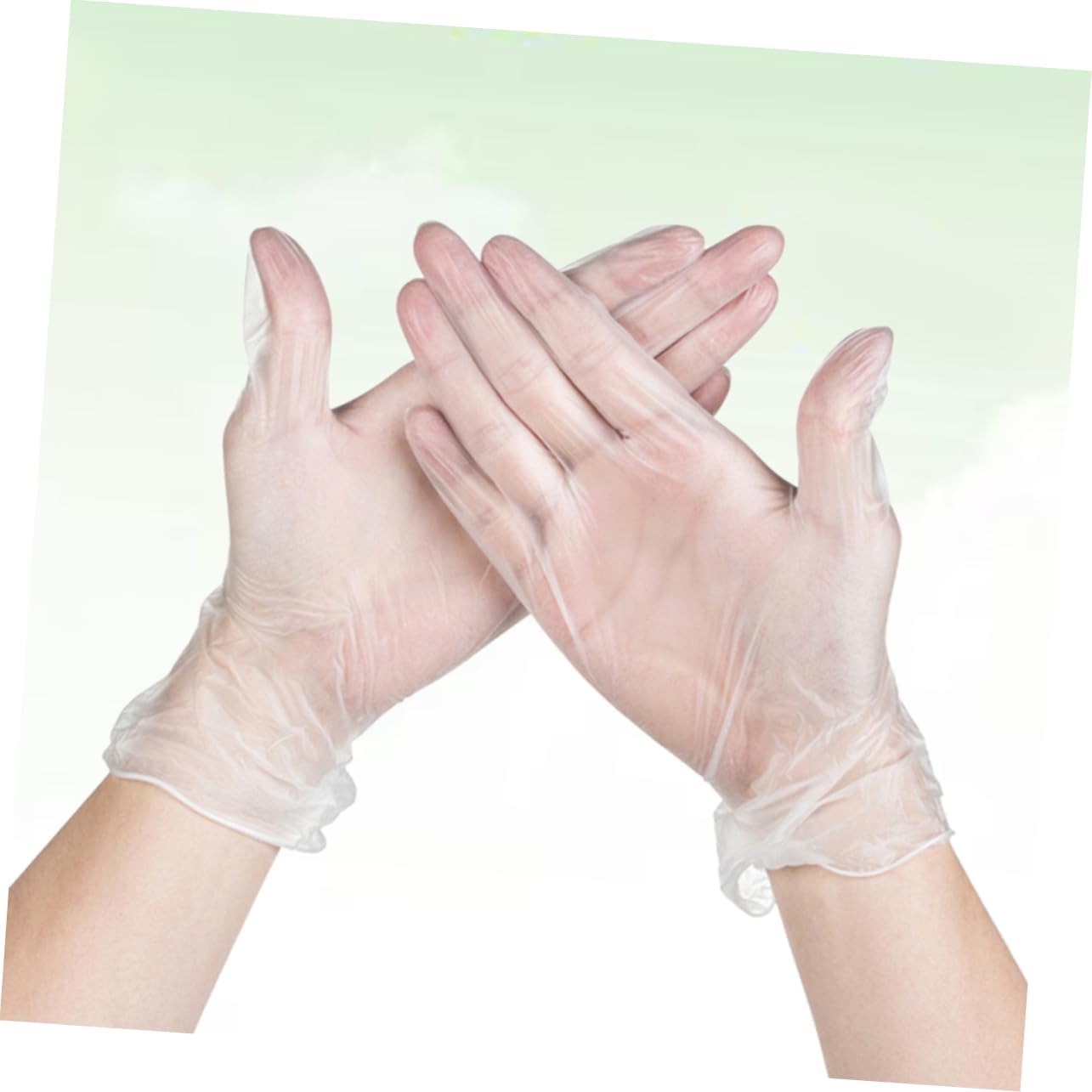 100pcs Disposable Glove Serving Disposable Sheer Kitchen Mittens Industrial Food Processing Restaurant Powder- Food Transparent/5405