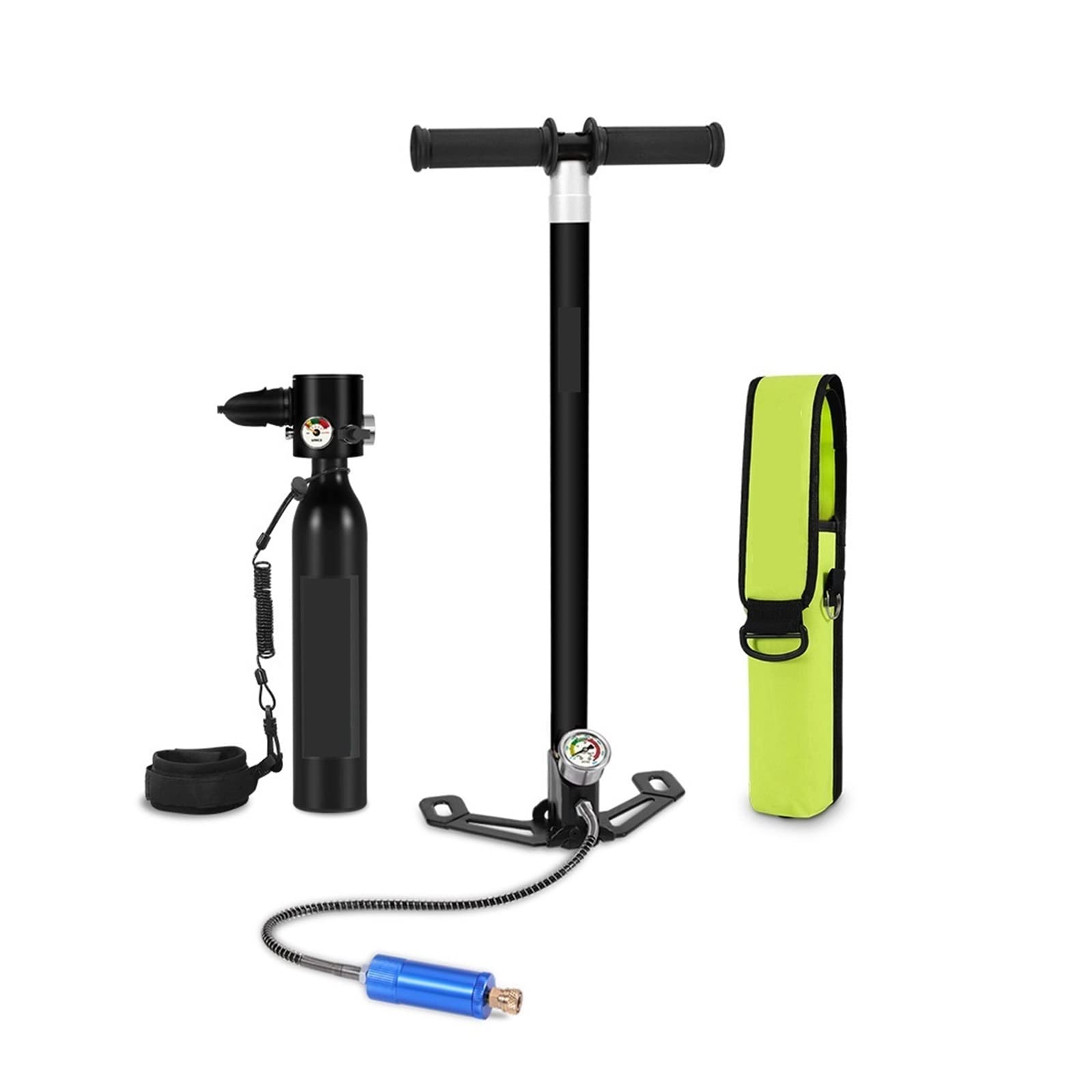 Portable Dive Cylinder, Recreational Diving Respirator Spare Pump Inflatable Emergency Underwater Fire Rescue Small Cylinder(Nero)