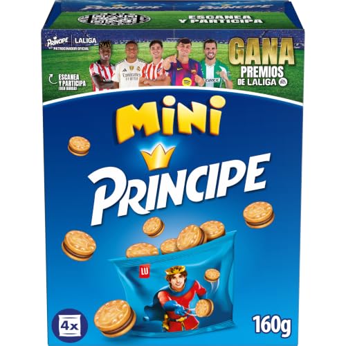 Príncipe Mini, Galletas Sándwich Rellenas de Crema de Chocolate con Leche, Pack 4 x 40g