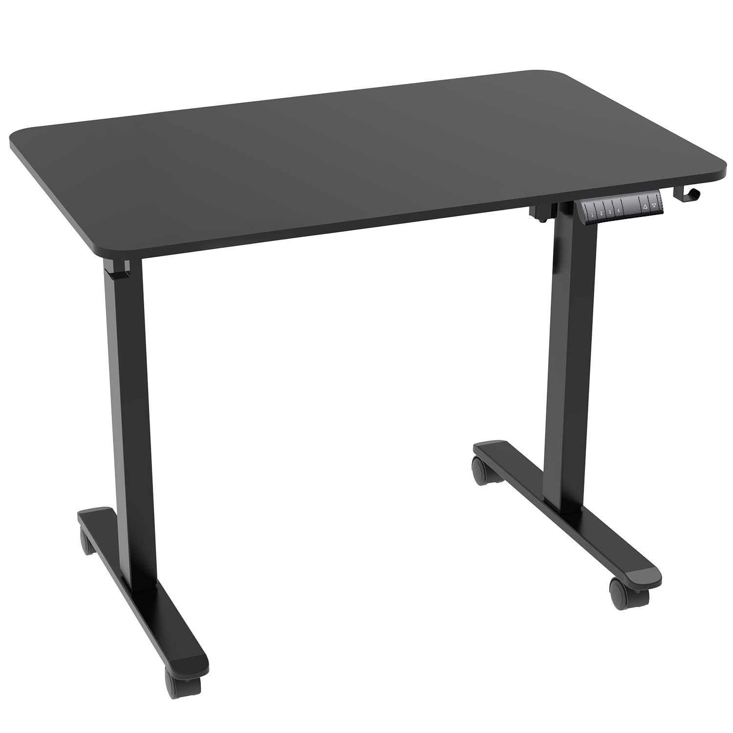 Devoko Whole Board Standing Desk 100x60cm Height Adjustable Electric Standing Desk Stand up Desk, Sit Stand Desk with Black Frame+Black Desktop (Black, 100x60)