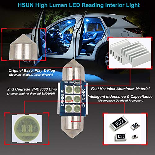 HSUN Foco LED Festoon 31MM Canbus 4 Unidades Azul Hielo miniatura 5