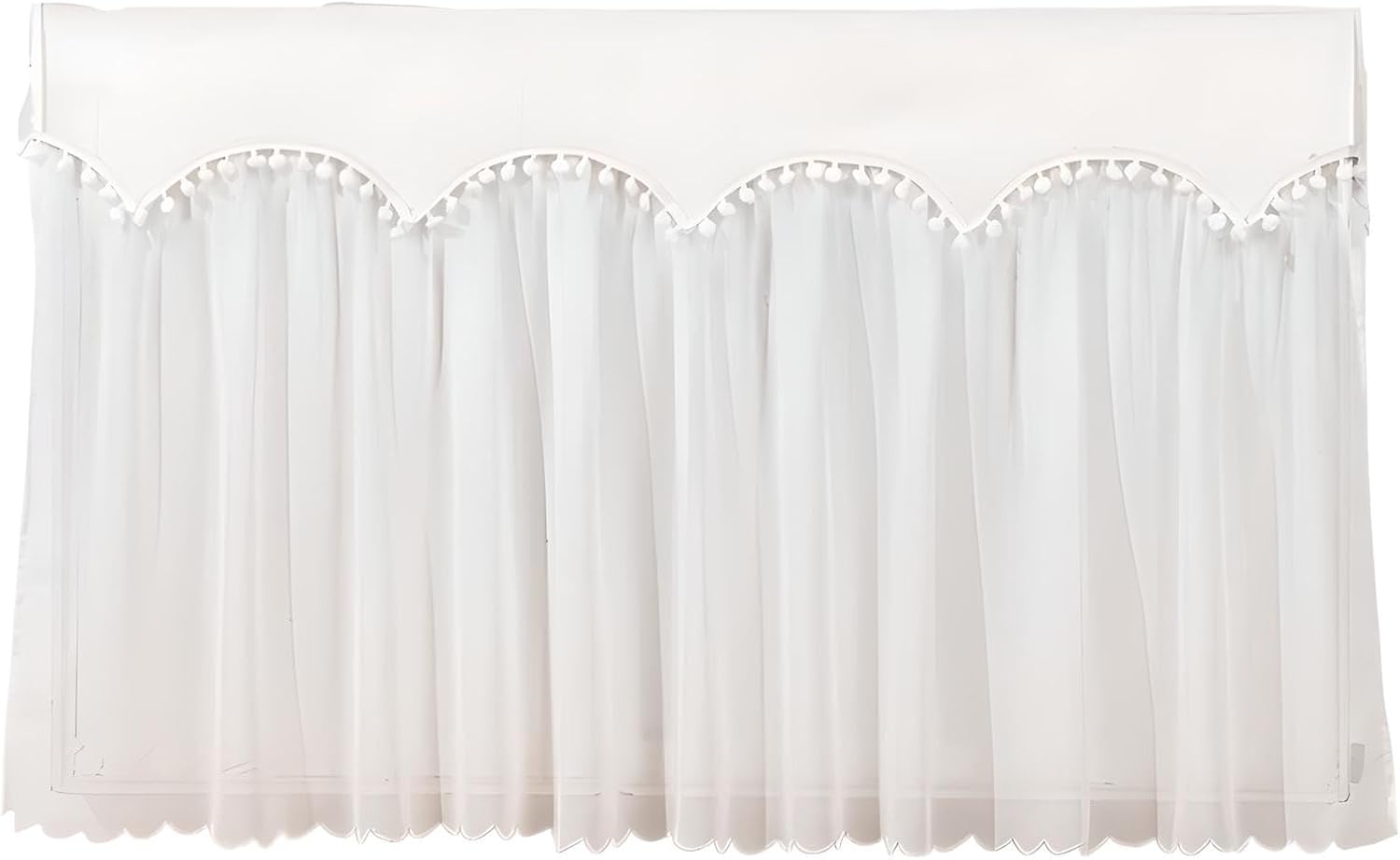 Heater Radiator Dust Cover Radiator Sheer Covers with Pompoms Heater Dust Cover for Radiator Washable Cover for Space Heater Protective Heater Cover 78" L x 4" W x 27" H Blue