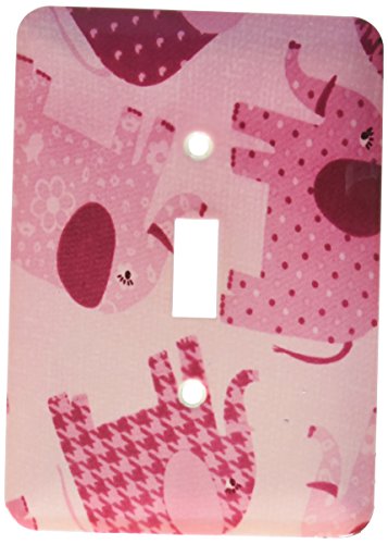 3dRose LLC lsp_39091_1 - Interruptor de palanca individual, diseño de elefantes rosas