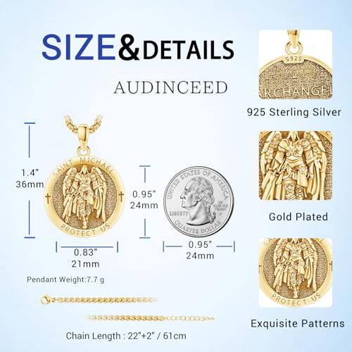 18K Gold St Michael Pendant/Saint Anthony/Archangel Raphael/St Benedict/San Judas/Jesus Cross/Santa Muerte/Virgin Mary Necklace 925 Sterling Silver Amulet Jewelry for Men Women2