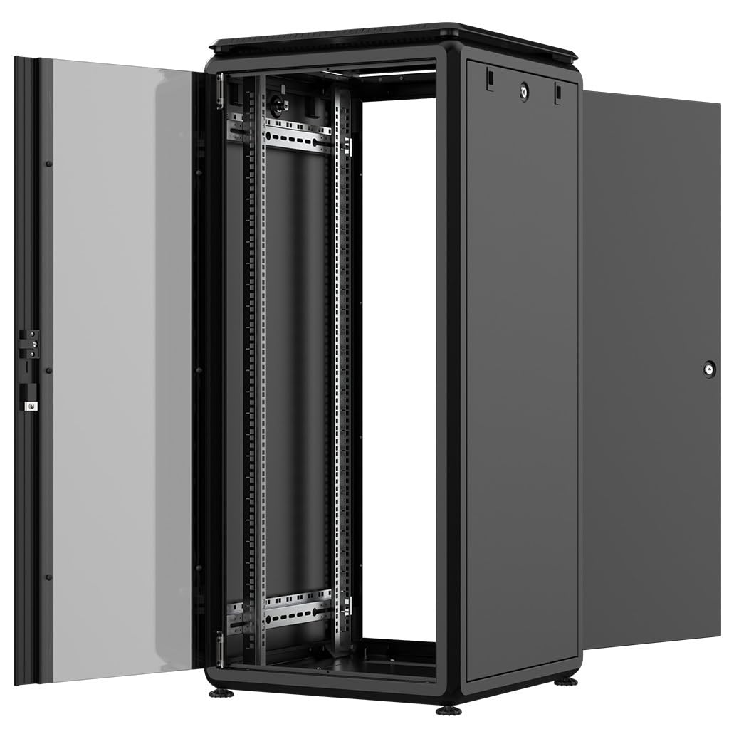 Rockstable 26HE 19 Zoll 600x600x1316mm (BxTxH) Serverschrank | Netzwerkschrank Glastür - Premium Line