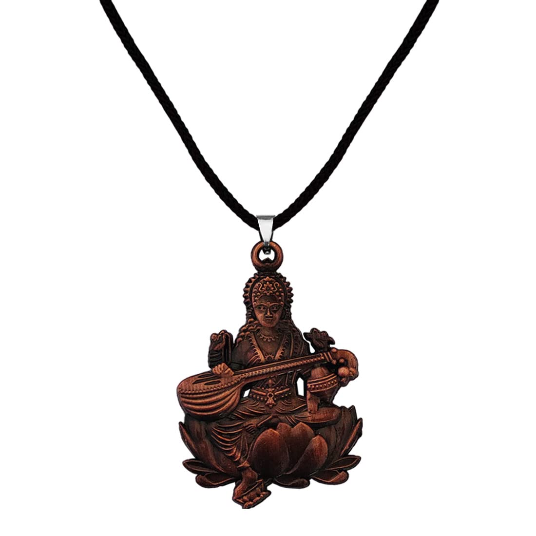 m men style Religious Godess Sarswati With Cotten Dori Copper Zinc And Metal Pendant Necklace For Men And women-picture-34