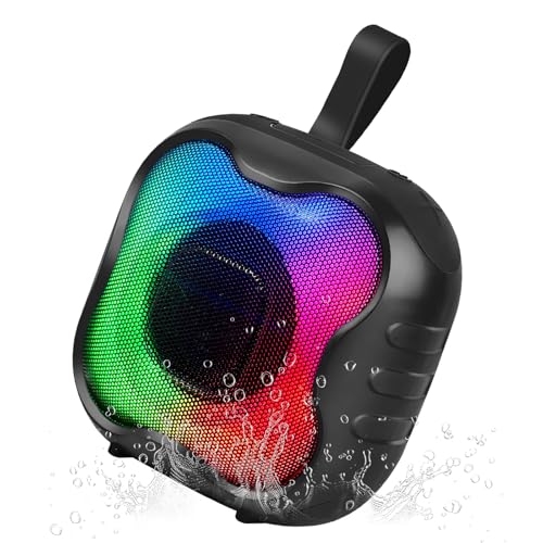Cinolink Shower Bluetooth Speaker, IPX6 Waterproof Portable Speaker with Loud HD Sound RGB Lights for Home, Beaches Portable Wireless Outdoor Speakers