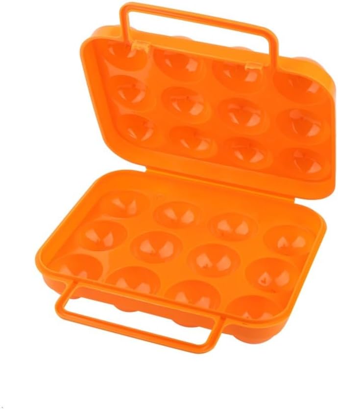 2Pcs 12 Egg Capacity Double Side Egg Storage Box with Handle Leak-Proof Refillable Container Kitchen Holder for Refrigerator Organization(Orange)