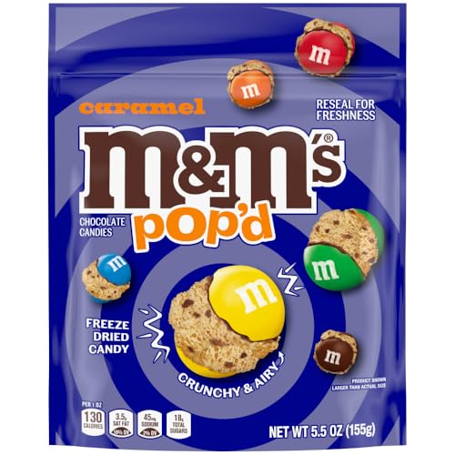 Image of M&M'S Pop'd Caramel Chocolate Crunchy Freeze-Dried Candy Bag 5.5 Oz