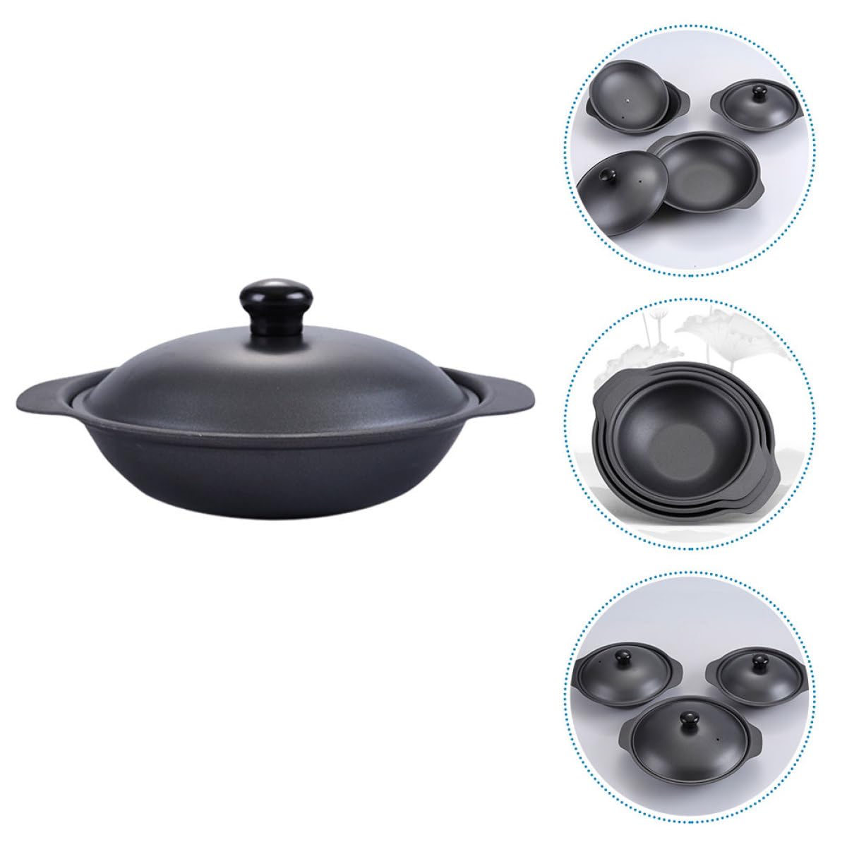 Cacerola de Hierro Negro de Fondo Plano para Cocina Profesional