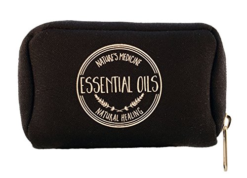 Essential Oil Carrying Case - Fits EIGHT 5ML Bottles - Young Living, Doterra, etc. (Black "Natural Healing" )