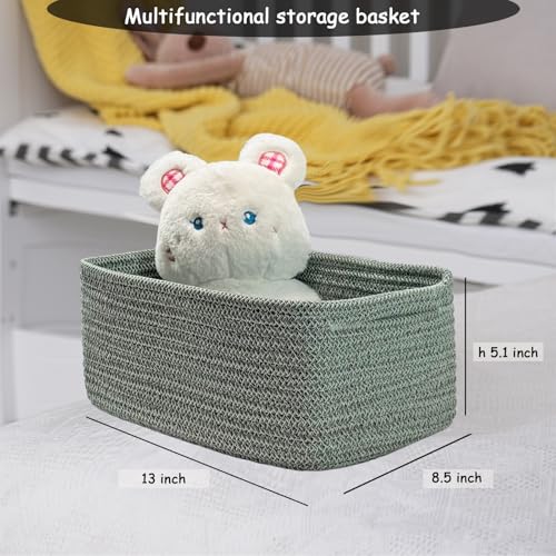 Image of COMFY-HOMI 13 inch x 8.5 inch x 5.1 inch Storage Baskets for Organizing | Cotton Rope Woven Basket | Toy Storage Bin Box | Basket for Shelves, Closet Organizer Bin, Decorative Closet Shelf, 3 Pack