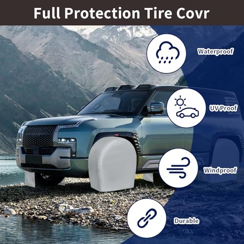 PureFit RV Tire Covers Set of 4 - UV Resistant Trailer Wheel Covers for Camper, SUV, Jeep, Trucks, Trailers and RV, Universal Tire Protecor Fits 24"-26" Inch Tire, Gray - Image 6