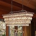 Wellmet Dining Room Crystal Chandelier,30 inch Antique Bronze Rectangle Crystal Ceiling Light,4 Lights Farmhouse Kitchen Island Lighting,Adjustable Hanging Light Fixtures