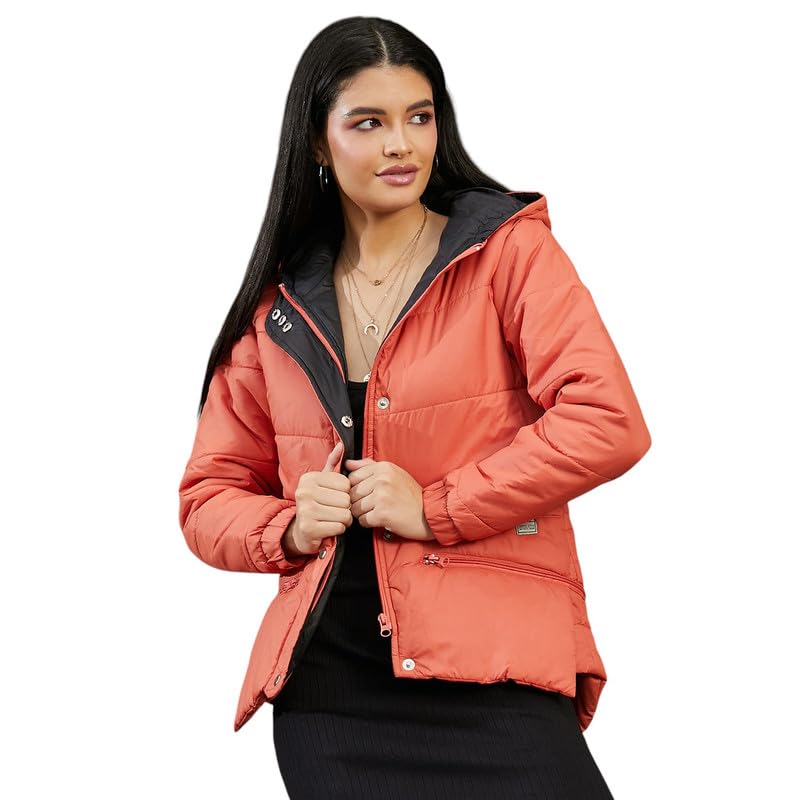 Image of PINACOLADA Women's Fleece-Lined Biker Jacket for Casual Wear | Spread Collar | Long Sleeve | Zipper Closure | Jacket Crafted with Comfort Fit for Everyday Wear