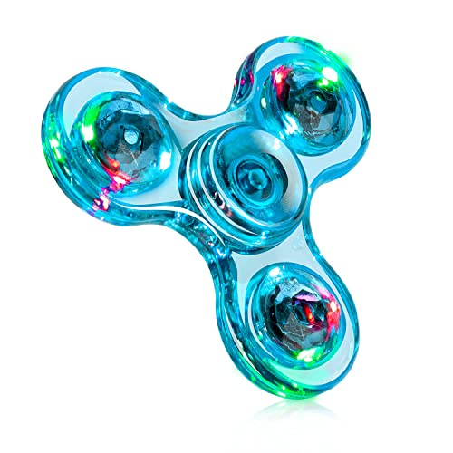 Fidget Spinner, Thanksgiving Christmas Led Light Crystal Finger Toy, Hand Spinner for Kids, ADHD Anxiety Stress Reducer(Light Blue)