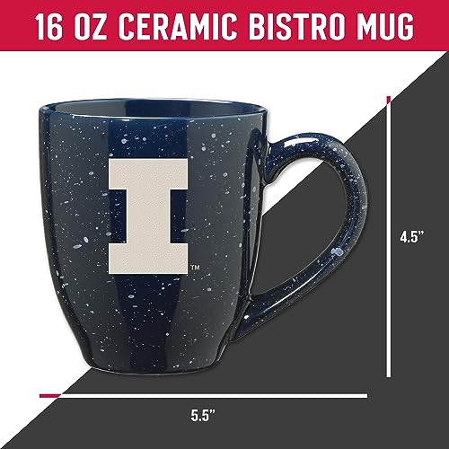 Image of Rico Industries NCAA Illinois Fighting Illini Navy Blue Personalized 16 oz Team Color Laser Engraved Speckled Ceramic Coffee Mug