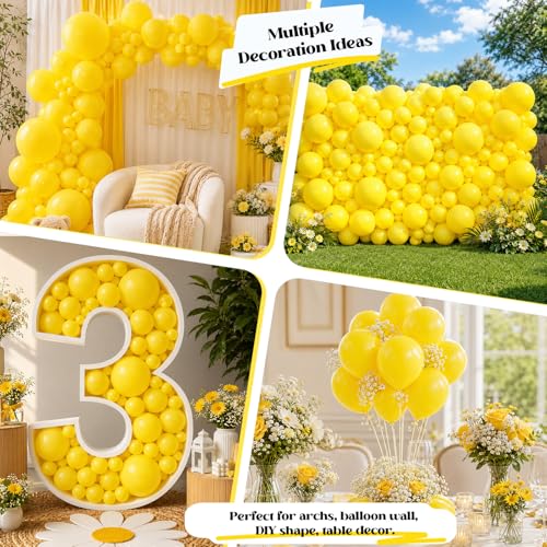 Image of Togvu Yellow Balloons, 50Pack 5 Inch Small Mini Matte Yellow Latex Party Balloons for Tropical Aloha Luau Summer Birthday Wedding Baby Shower Sunflower Easter Bee Party Decorations Supplies