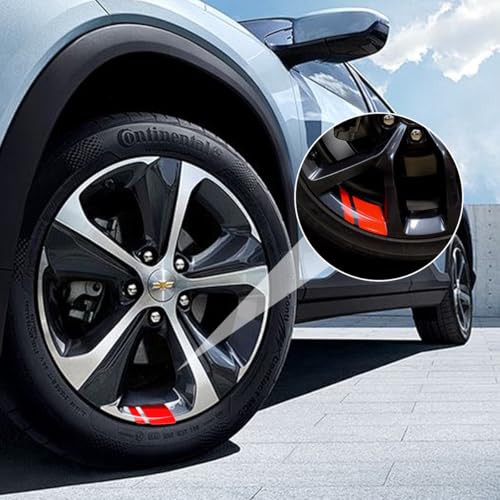 Image of Mandark 12PCS Car Wheel Rims Decal Stripes, Reflective Vehicle Tire Rim Stickers for 18-21 Inch Wheels, Safety Auto Exterior Hash Stripe Sticker Decoration, Universal for SUV, Truck, RV (Red)