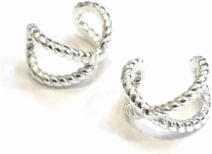 925 Solid Sterling Silver Non Pierced Small Ear Cuff Earrings - Wrap Minimalist Hypoallergenic Jewelry