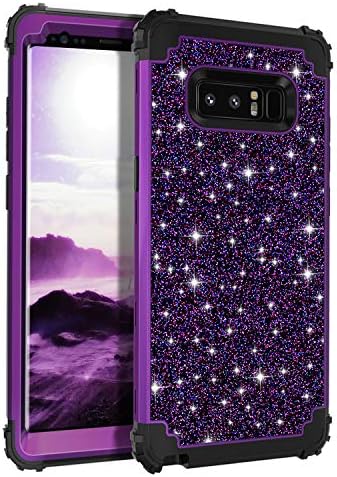 Casetego Compatible with Galaxy Note 8 Case,Glitter Sparkle Bling Three Layer Heavy Duty Hybrid Sturdy Shockproof Protective Cover Case for Samsung Galaxy Note 8,Shiny Purple