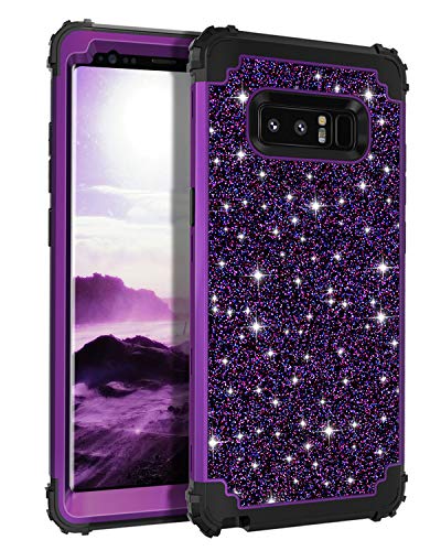Casetego Compatible with Galaxy Note 8 Case,Glitter Sparkle Bling Three Layer Heavy Duty Hybrid Sturdy Shockproof Protective Cover Case for Samsung Galaxy Note 8,Shiny Purple