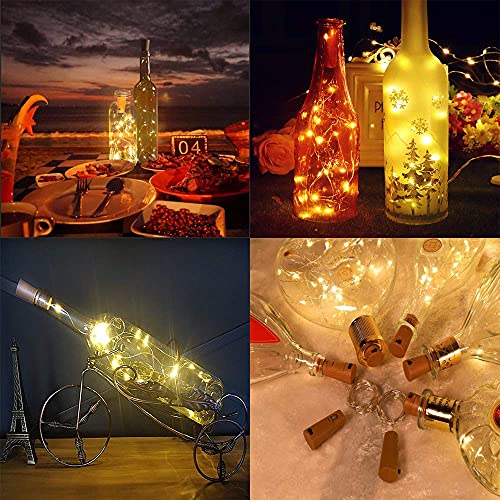 Flaschenlicht 12 Stück, 20 LED Flaschenlichterkette Korken, Flaschenlicht Mit 12 Ersatzbatterien (LR44), 2M Flaschen Lichterkette, Warmweiß Flaschenlicht Korken, Lichterkette Flasche für Flasche DIY