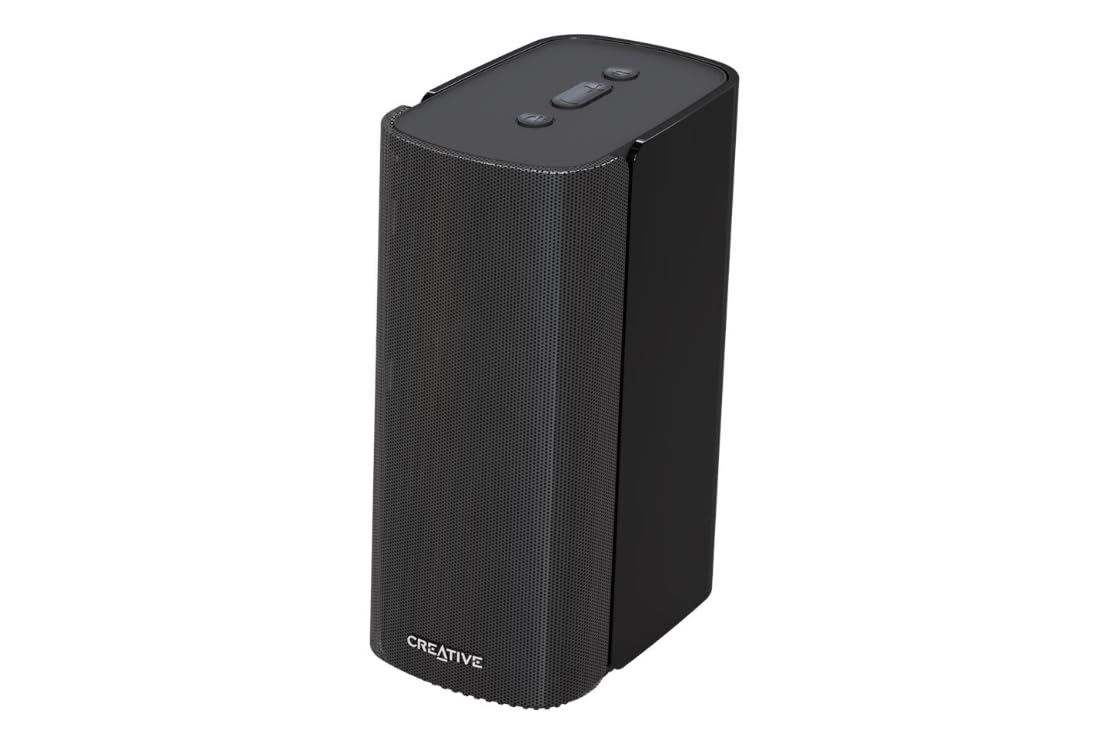 Creative T100 – Altavoces de escritorio compactos Hi-Fi 2.0, hasta 80W de potencia máxima con Bluetooth 5.0, entrada óptica, Aux-in, para PC y portátil (negros)
