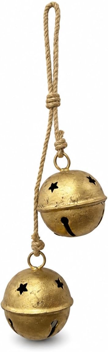 Brass Rustic Giant Harmony Cow Bells Vintage Handmade Bells for Christmas Ornaments Witch Bells Hanging Bells Rustic Cow Bells Set of 2